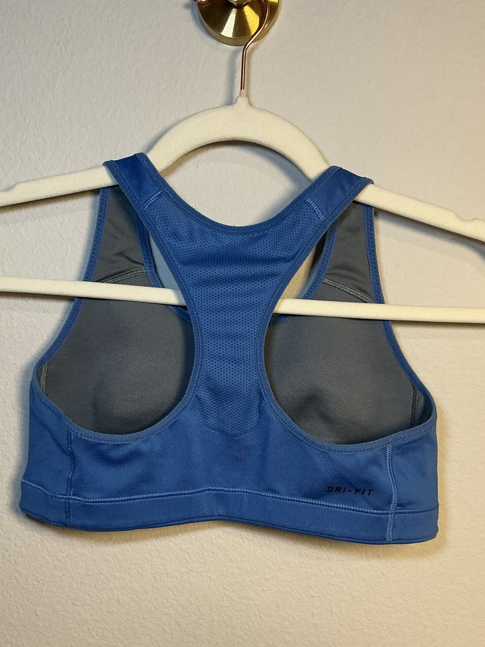 Nike Royal Blue Racerback Sports Bra with Black Swoosh - Picture 4 of 5